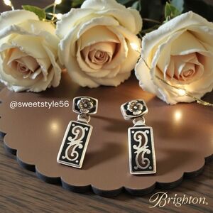 BRIGHTON "Fontina" Vintage Enamel Inlay And Silver Pushback Earrings EUROSUMMER!